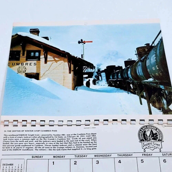 1979 Sundance Rocky Mountain Railroad Calendar Rio Grande RR Scenic Photographs - Picture 2 of 6
